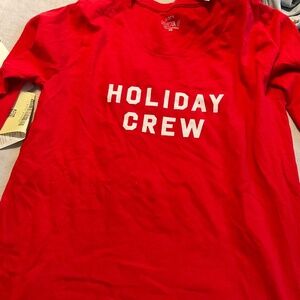 Jcrew Factory X-small Red Long Sleeve Holiday Crew Tee